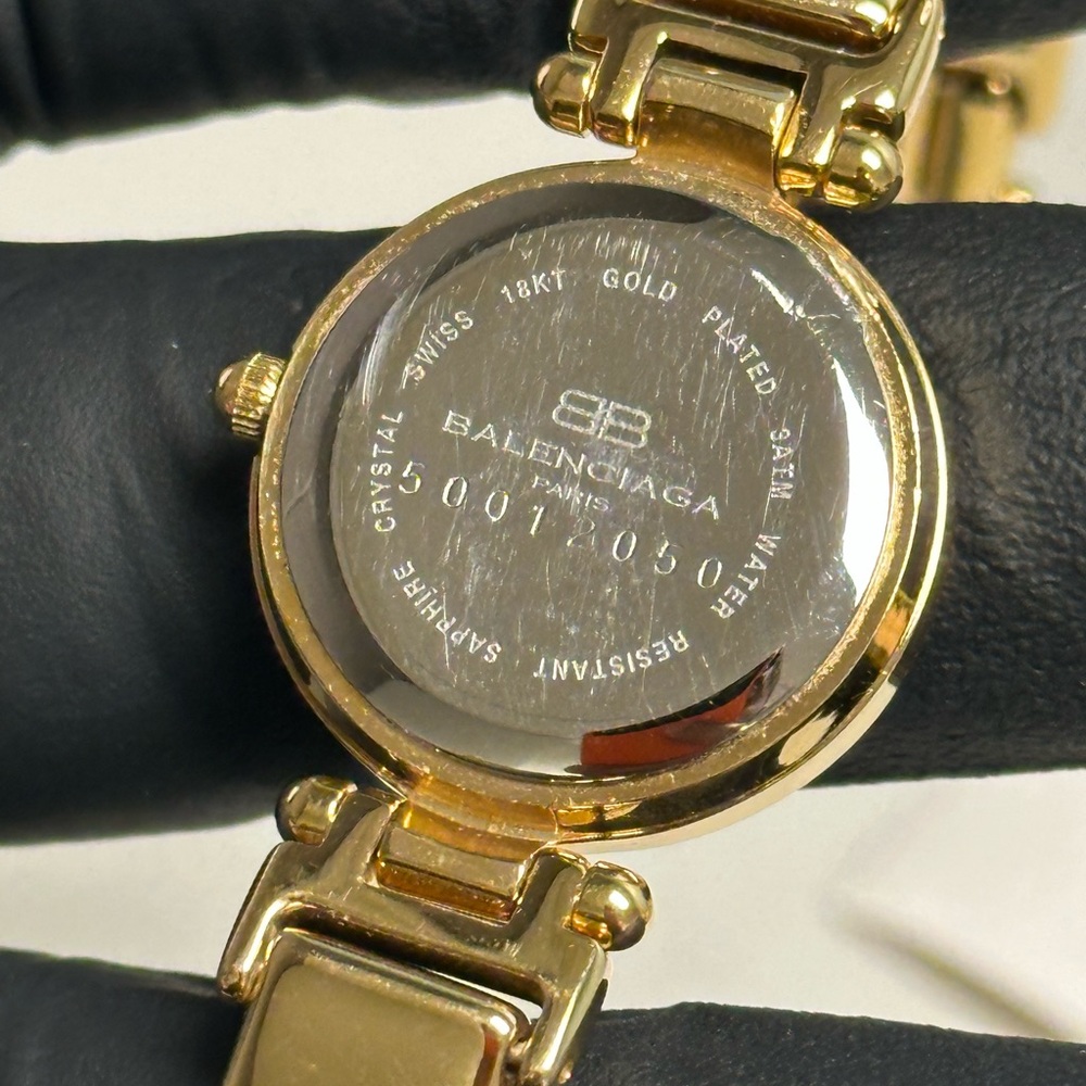 Balenciaga Paris Diamond Dial 18K Gold-Plated Date 24mm Ladies’ Luxury Watch - Picture 9 of 14